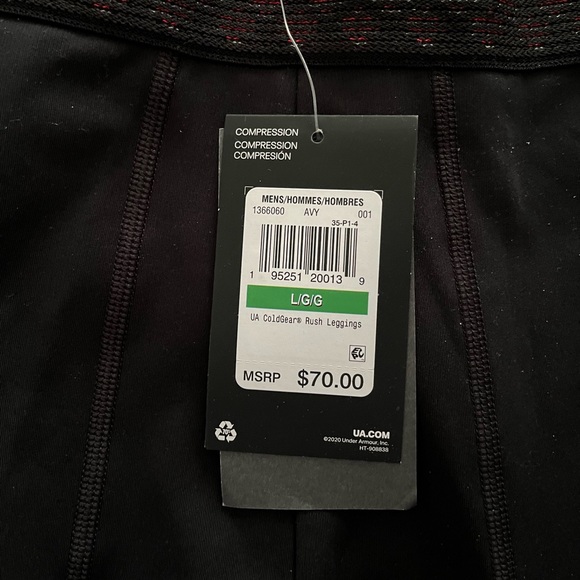 Under Armour compression black running tights Cold Gear Rush size Large - Picture 5 of 6
